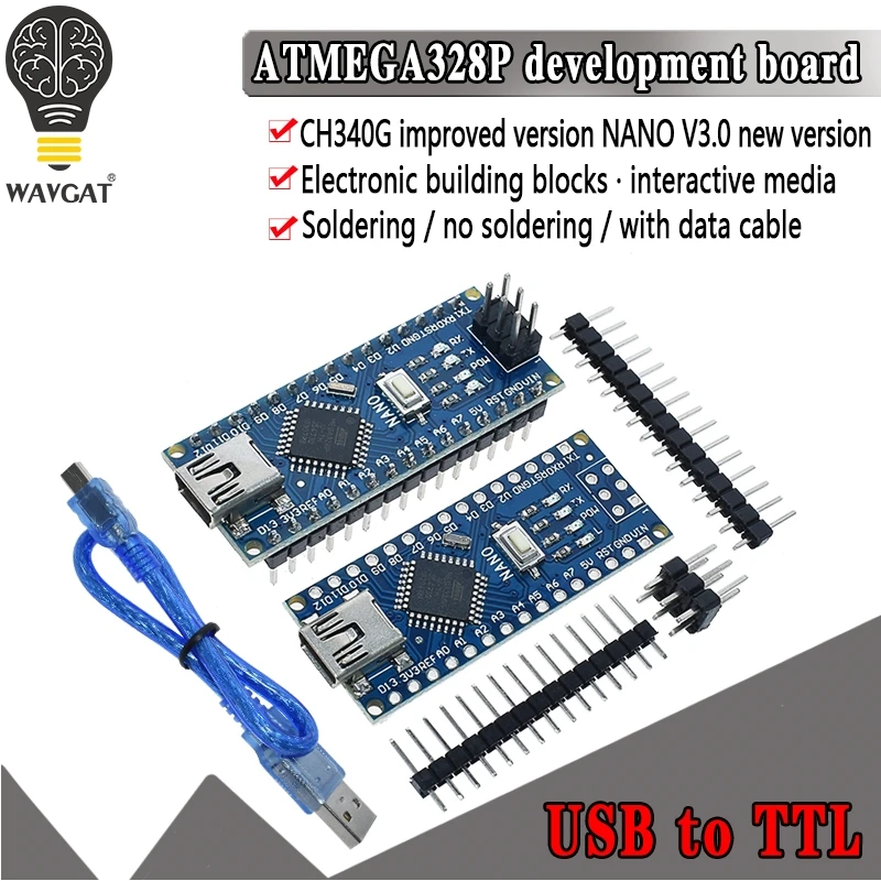 1 шт. продвижение для arduino Nano 3,0 Atmega328 контроллер совместимая плата WAVGAT модуль PCB макетная плата без USB V3.0 1 шт. продвижение для arduino Nano 3,0 Atmega328 контроллер совместимая плата WAVGAT модуль PCB макетная плата без USB V3.0