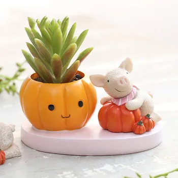 

Mini Cute Succulent Plants Pot Animals Resin Flowerpots Planters Desk Flower Pot Home Decor Macetas Flower