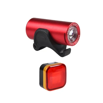 

2pcs Red 350 USB Rechargeable MTB Front Light Bike XPG LED Headlight Flashlight Bicycle Accessories with Golden Rear Light