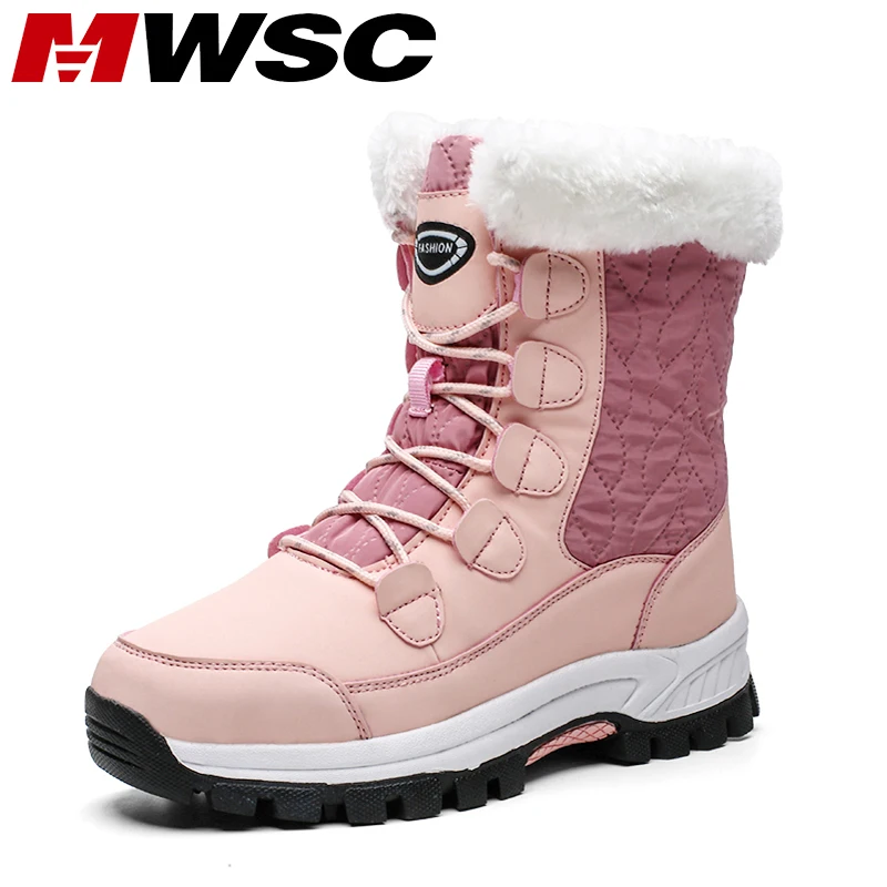 

MWSC Brand Women Mid-calf Snow Boots Outdoor Waterproof Boots For Women Short Plush Warm Snow Boots Shoes Anti-slip Shoes Female
