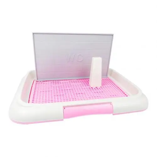 Розовый Pet Litter Box Column Mesh Indoor Dog Toilet Training Tray Cleaning Accessories - Цвет: Розовый