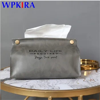 

Retro 5pcs Leather Tissue Paper Holder Storage Box Home Office Paper Towel Cover Sleeve Napkins Container Case Table Decoration