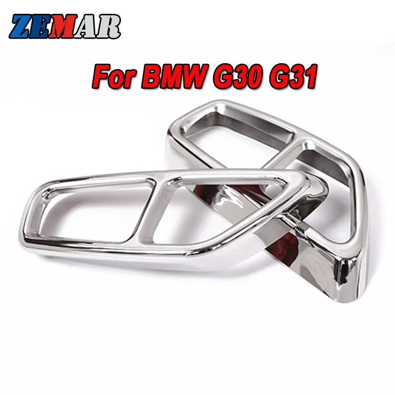 

2PCS Car Rear Dual Exhaust Muffler Pipe Cover Trims Stainless Steel Exterior Parts For BMW G30 G31 5 Series 2017 2018 2019 2020