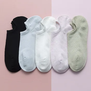 

5Pais New Summer Mesh Fashion Socks Solid Color Women Cotton Sock Breathable Canvas Shoes Girl Socks
