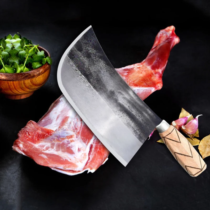 Нож шеф-повара традиционный зажим ручной работы из углеродистой стали китайский мясницкий нож для нарезки мяса кованые кухонные ножи для мясника