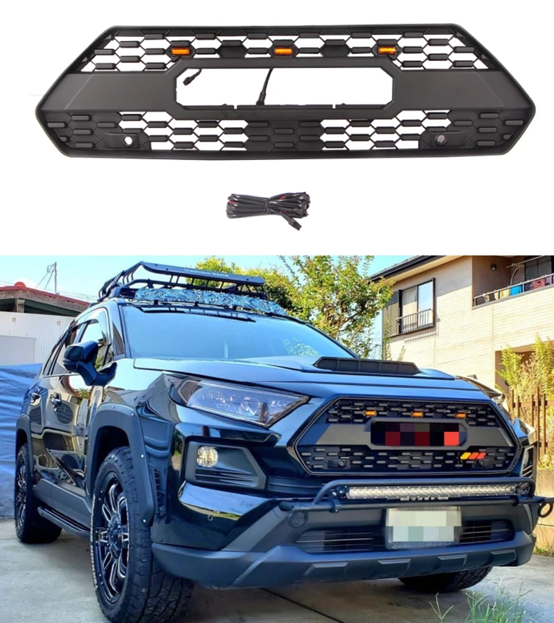 

Front Grille Fit For TOYOTA RAV4 2019-2021 TRD Pro style Grill with Led Lights