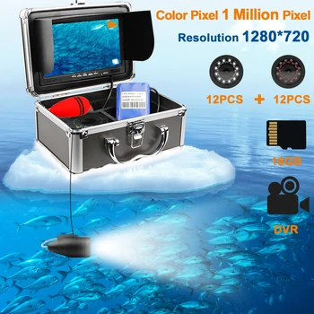 

Fish Finder Underwater Fishing Camera HD 1280*720 Screen12pcs White LEDs+12pcs Infrared Lamp Camera For Fishing 16GB Recoding
