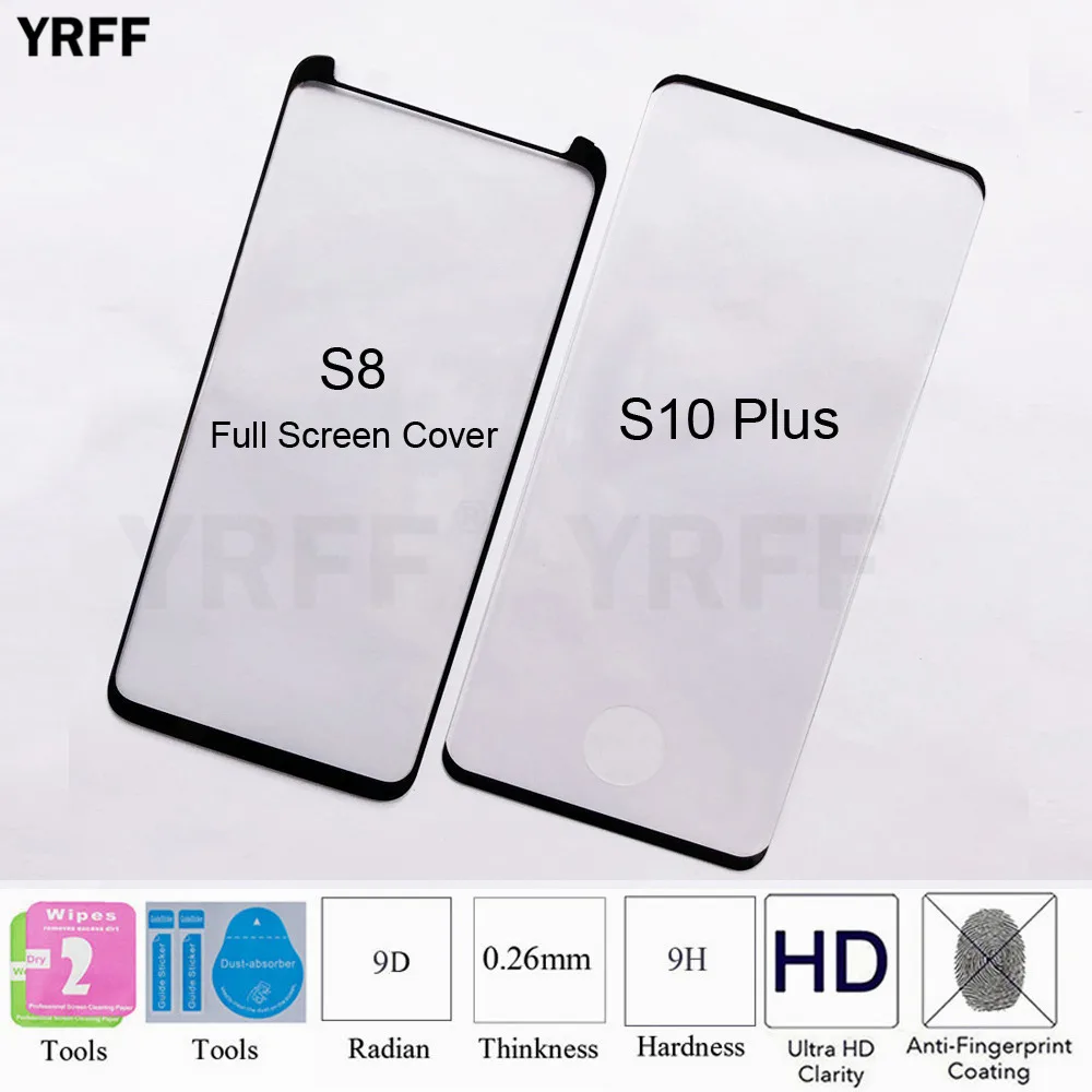10 шт. 9D 9H закаленное стекло для samsung Galaxy S10 Plus S9 S8 полное покрытие экрана Защитная