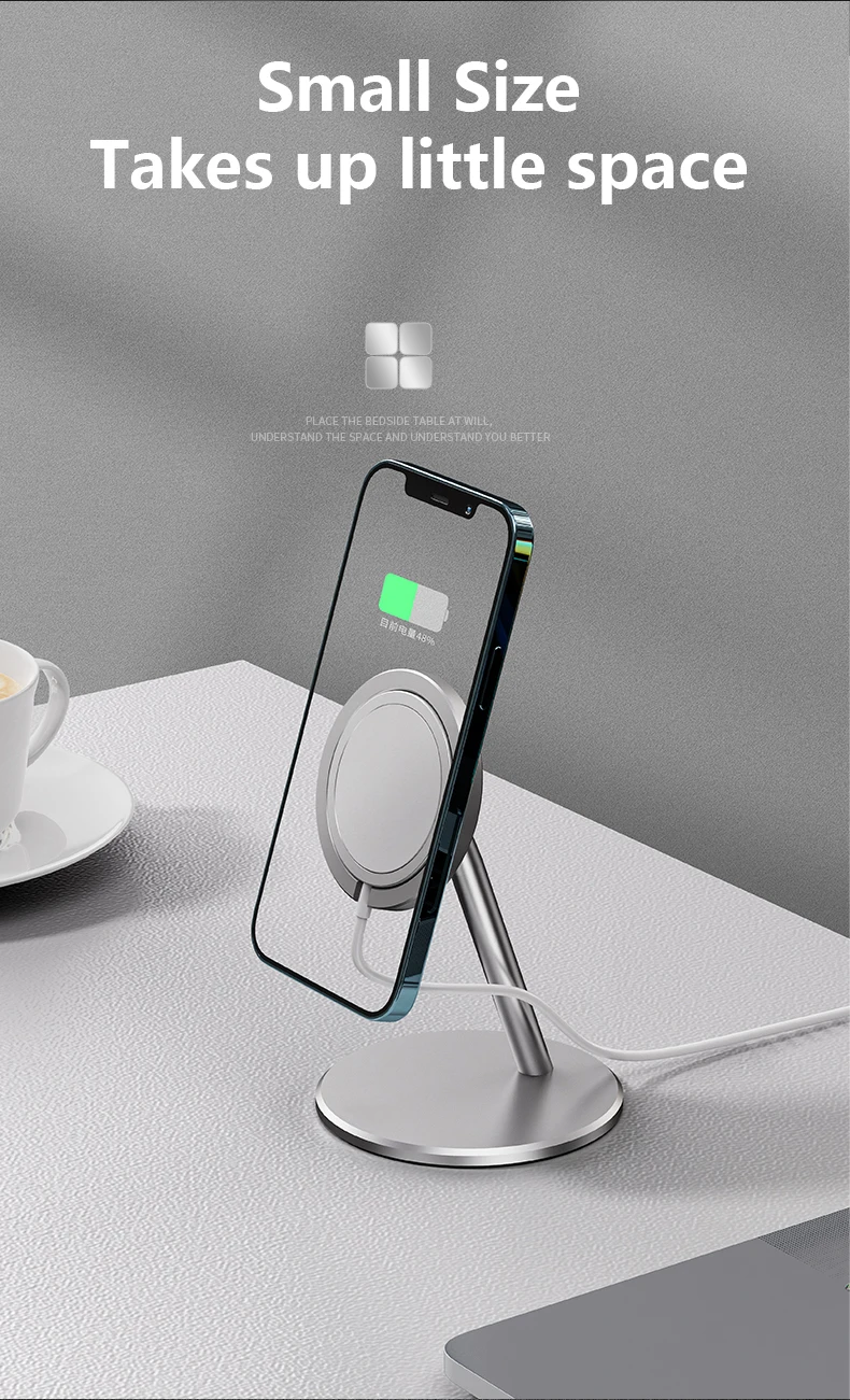 mobile stand for table Magsafe Phone Charger Holder Aluminium Alloy Bracket For IPhone 12mini 12 Pro Max Rotation Magnetic Wireless Fast Charging Stand wooden mobile stand