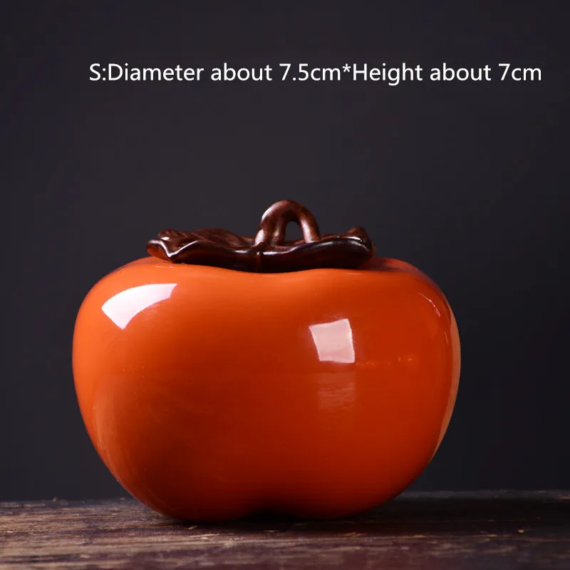 A Persimmon S Мини чайная банка, керамическая коробка в китайском стиле, герметичная емкость для хранения, портативная дорожная чайная коробка, кухонная фарфоровая банка, коробка для домашнего декора - Цвет: A Persimmon S