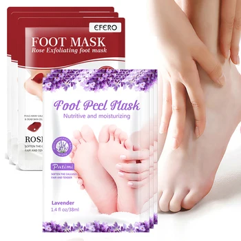 

2Pair Rose/ Lavender Exfoliating Foot Mask Pedicure Socks Exfoliation for Feet Mask Remove Dead Skin Heels Foot Peeling Mask
