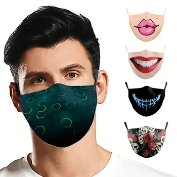 

Harajuku Fashion Face Mask Printed Masks Fabric Adult Protective PM2.5 Dust Mouth Cover Washable Reusable Mouth Mask Summer Mask