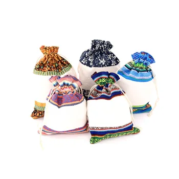 

10x14cm 100pcs High-Quality Women CottonVintage stripe patch bags Reusable Cotton grocery High capacity Shopping Bag