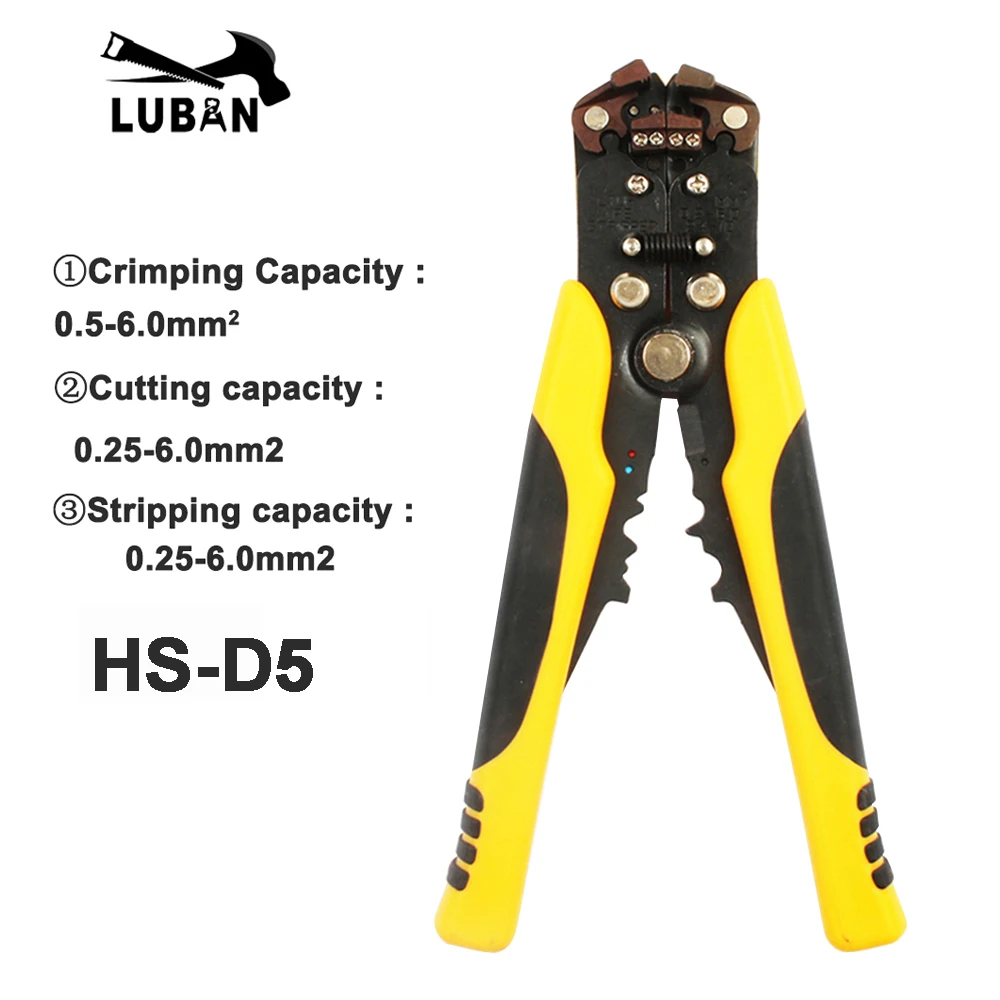 HS-D1 AWG24-10 (0.2-6.0mm2 ) Multifunctional automatic stripping pliers Cable wire Stripping Crimping tools Cutting cutter block plane Hand Tools