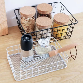 

Metal Storage Basket Art Wrought Storage Basket Desktop Bathroom Organizer Holder Home Sundries Container Household organiser