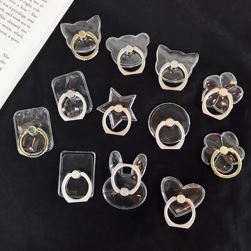 

HONTUSEC iPhone Holder Stand Finger Ring For Huawei Mobile Samsung Smart Phone Transparent Holder