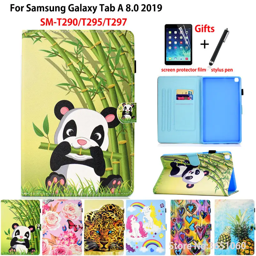 SM-T295 чехол для Samsung Galaxy Tab A 8,0 SM-T290 T295 T297 чехол для планшета модный панда PU кожаный чехол-подставка+ подарок