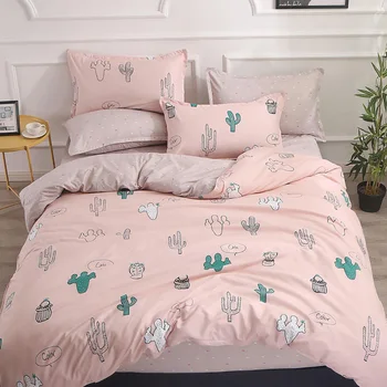 

Thumbedding Cactus Bedding Set Nordic Simple Romantic Pink Duvet Cover Girls King Queen Full Twin Single Unique Design Bed Set