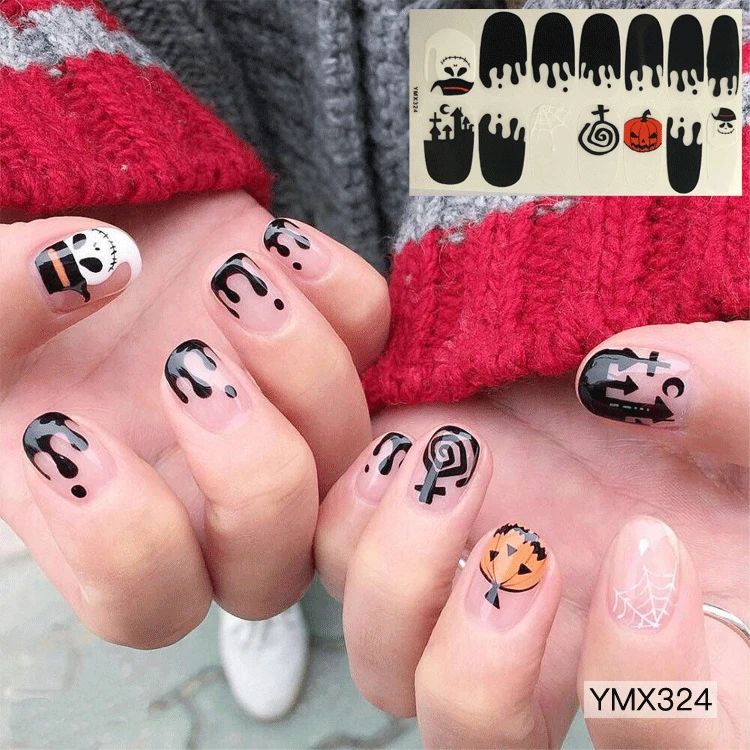 DIY Nail Art ремесло обертывания Рождественская тема наклейки для ногтей Снеговик Снежинка узоры клей год наклейки для подарков - Цвет: ymx324b