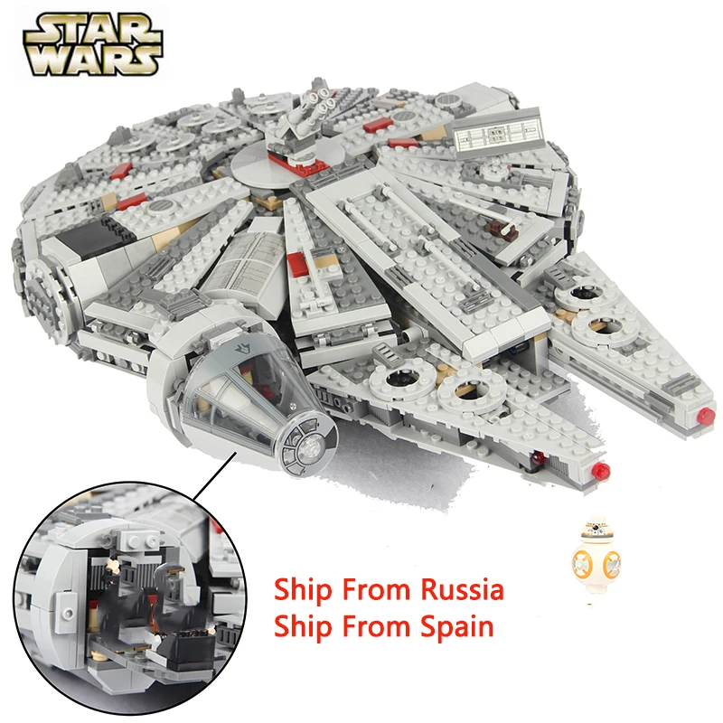 

For Legoing Star Wars Force Awakens Millenary Falcon For Legoed Movie 2 Starwars Figures Star War Space Ship Building Blocks Toy