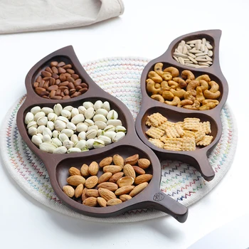 

3-Compartment Wood Snack Serving Tray S / L Snack Storage Container Sectional Tray for Dried Fruit, Candy, Nut, Cookies
