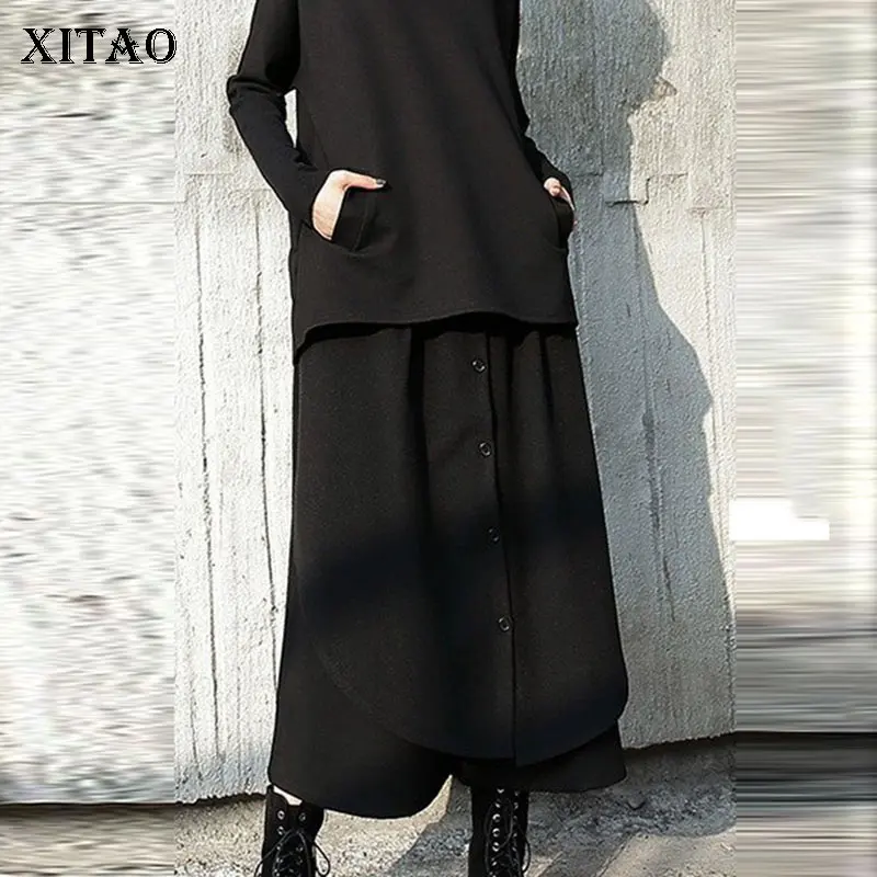 XITAO уличные женские брюки женские корейские модные лоскутные брюки с высокой талией и эластичным поясом, элегантные широкие брюки 2019 GCC1553