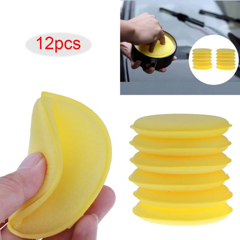 

12 PCs Yellow sponge applicator for wax application, sponge for hand wax application and rubber care