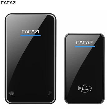 

CACAZI Wireless Waterproof Doorbell 300M Remote Battery Button LED Light Home Cordless Bell EU Plug Receiver 48 Chimes 6 Volume