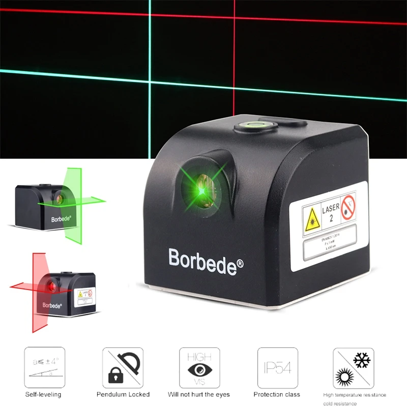 

PINTUDY 2 Cross Lines Red/Green Laser Level Horizontal and Vertical LaserRechargeable Super Mini Pocket Optical Instruments 2019