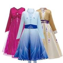 Платье Анны и Эльзы для девочек; платье принцессы; Детские платья; Костюм Золушки, Белоснежки; карнавальный костюм; праздничная одежда для детей