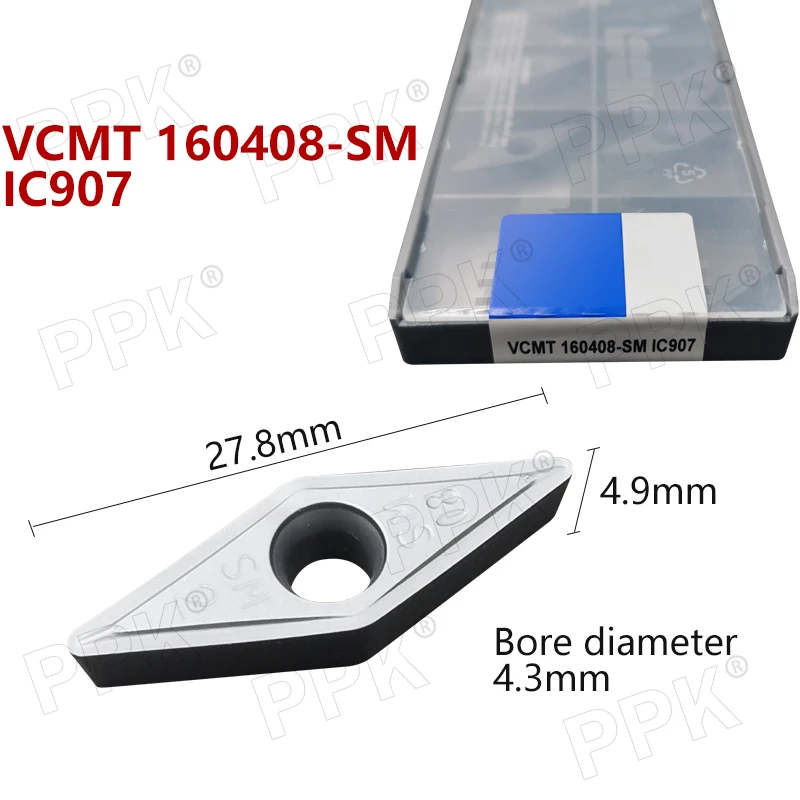 

VCMT 160408-SM IC907 Internal Turning Tool VCMT 160408-SM IC907 carbide inserts for cnc Lathe Cutter Tool turning Cutting Tools