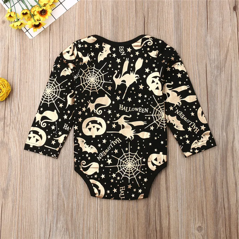 Halloween Baby 0-24M Gold Printed Romper Girls Boys Infant Toddler Child Costume
