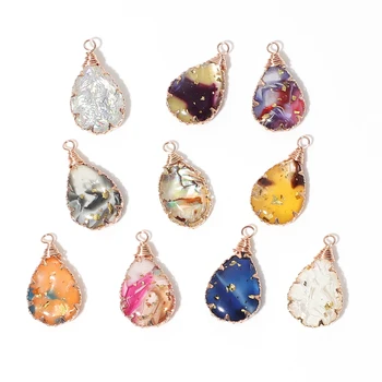 

Say Hello 1/3/6 pcs Set Sheet Metal Color Pattern Water-drop Pendants Charms for DIY Necklaces Making Accessories Random K4827