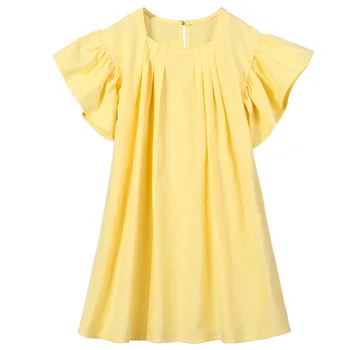 

2020 Girls Summer Dress Teen Girl Puff Sleeve Dresses Cotton Cute Clothes Kids Ruffles Princess Frocks For 4 6 8 10 12 14 Yrs