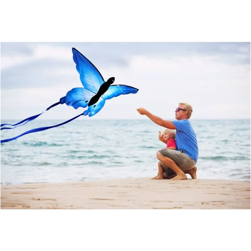 So Beautiful Blue Butterfly Kite Outdoor Fun Kite With 30m Line Kids Toy Summer 