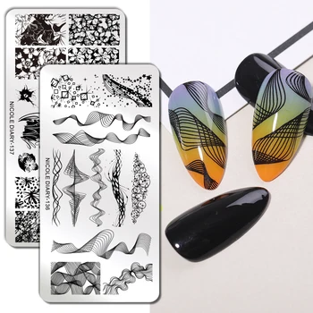 

NICOLE DIARY Nail Art Stamp Nail Stamping Template Flower Geometry Animals DIY Nail Designs Image Plate Stencil