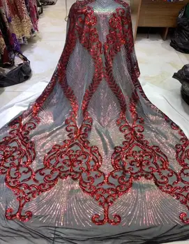 

Nigerian french net Lace DiuDiu-8.9809 Embroidered Cord Lace Fabric with full beads for bridal dress