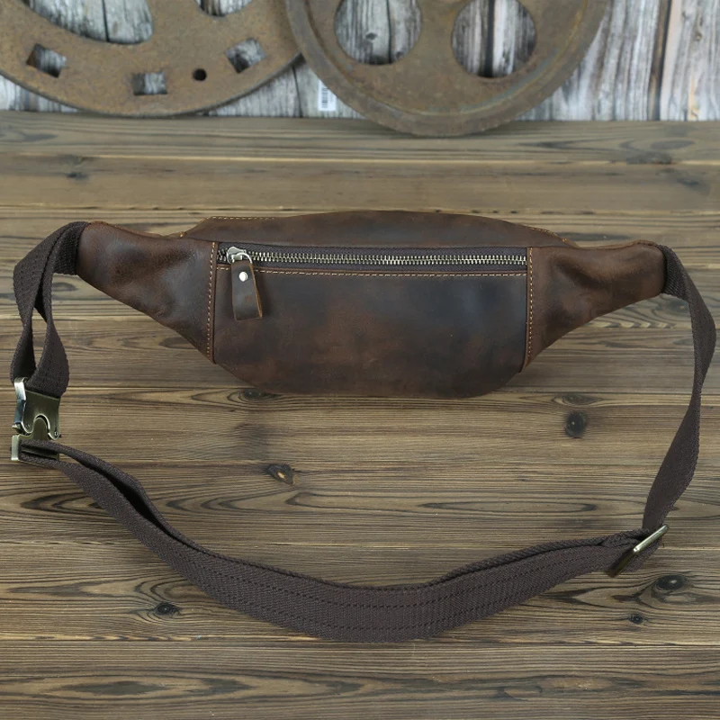 Men's Fanny Waist Bag Real Leather Travel Cross Body Phone Pouch Sling Chest Pack Casual Male Large Hip Bum Purse