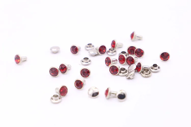 Description Picture 5 of item30-100Sets 6mm Color Crystal Trim Rhinestone Garment Rivets Diamante Studs DIY Crafts Leather Bag Decor Spikes Glass Drill Nail
