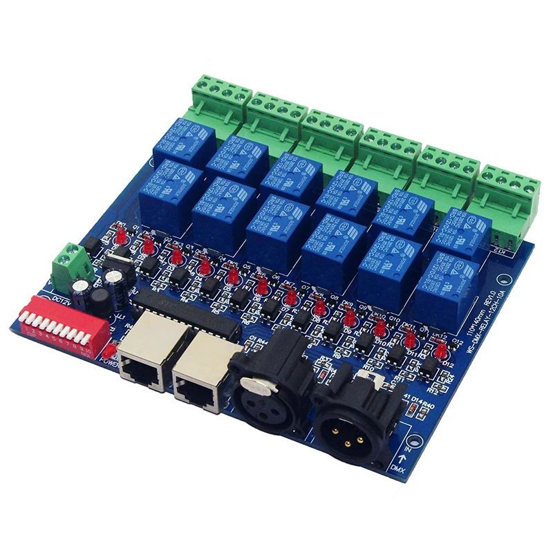 12CH Relay switch dmx512 Controller RJ45 XLR relay output DC12V 10A*12CH DMX512 control 12 way for led | Освещение