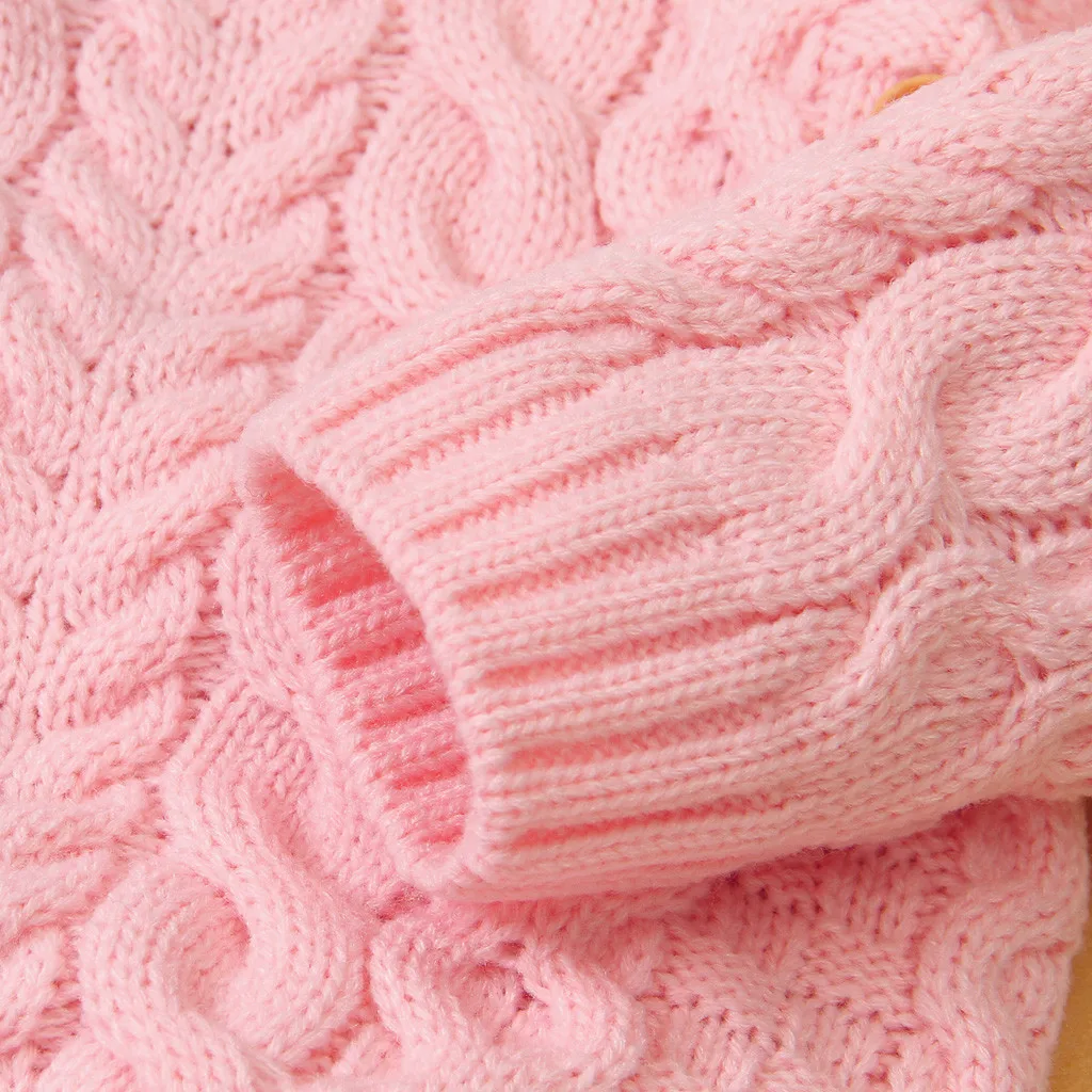 Детский комбинезон для новорожденных; зимний свитер на пуговицах для мальчиков и девочек; Вязаный комбинезон; теплая одежда для детей; Однотонный костюм; От 0 до 2 лет