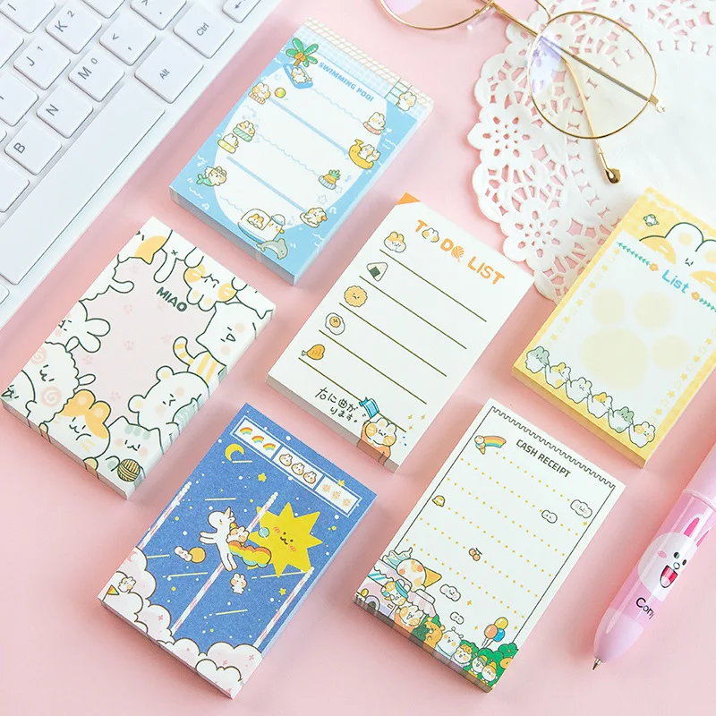 100 шт./компл. Kawaii блокнот для записей с милым мультяшным рисунком кошки лист