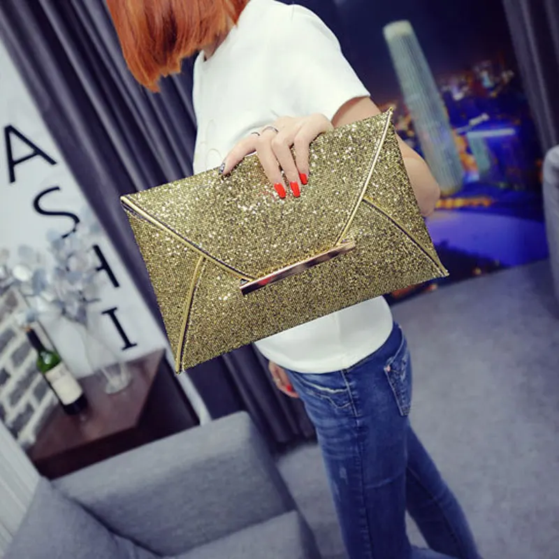 Ladies'  Leather wedding party handbags simple evening bags fashion clutch purse 