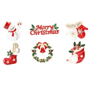 

6pcs Festival Brooch Christmas Ornament Clothes Corsage Xmas Decoration