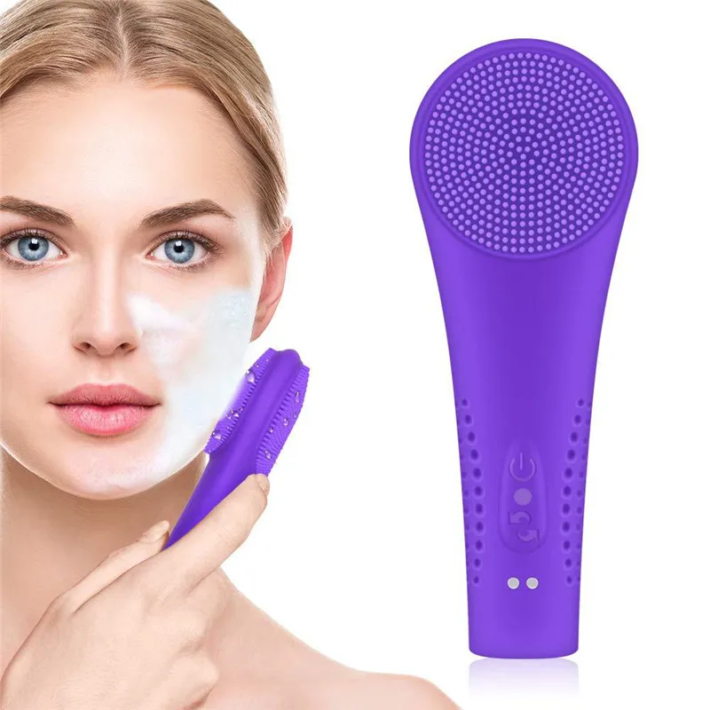

USB Rechargeable Electric Silicone Facial Cleansing Brush Sonic Vibration Massage Ultrasonic Face Cleaner Skin Care Tool 20#812