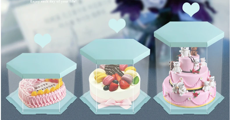 1,PET hexagon round Print transparent cake box,butterfly,Clear,681012 inch,exhibition,Storage,packaing,plastic,Holiday supplies,Birthday Cake,Party,wedding,gift,Flower,  (11)
