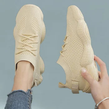 

Woman Mesh Sneakers Vulcanized Shoes White Lace-Up 2020 Spring Autumn Breathable Outdoor Ladies Platform Shoes Women Shoes