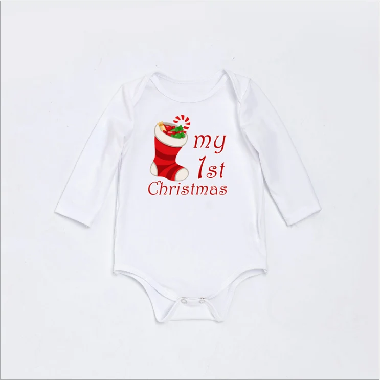 Рождественская одежда для маленьких девочек комплекты для новорожденных хлопковый комплект из 3 предметов для маленьких девочек с длинными рукавами, Рождественский красный костюм для малышей - Цвет: 1P X Romper F