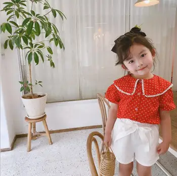 

2020 New Girls Printed Shirt Short Sleeve Summer Cotton Fashion Girls Blouse 1-7t QA740