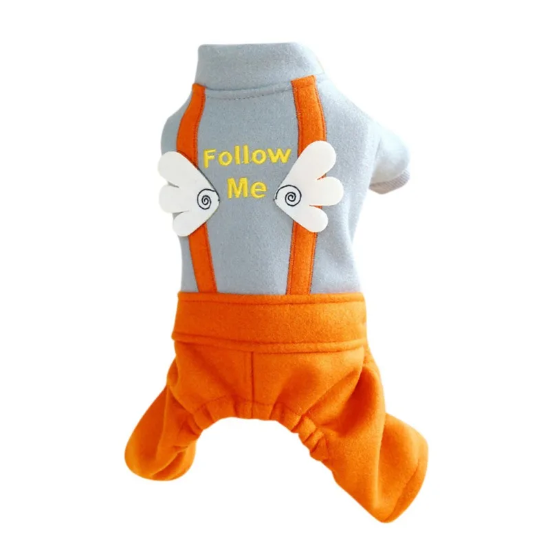 H Pet Dogs Jumpsuit Clothes Pants Set Tops Shirts and Overalls with Cute Angel Mini Wings Suspender Pet Dog Winter Costume - Цвет: H